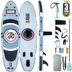 Niphean Paddle Gonflable Adulte, Planches de Stand up Paddle Gonflable de 305 cm avec Ailettes d’Équilibre pour Débutants et Accessoires Résistants, Planche de Surf Polyvalente pour Le Yoga