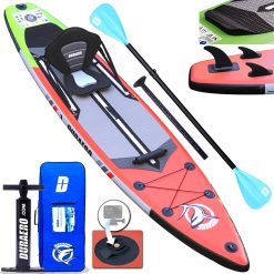 Stand up Paddle Gonflable Planches gonflables, siège Kayak,330 x 76 x 15 cm, jusqu'à 150 kg, Support GO-Pro,Pad intégré, 3 Ailes, Double pagaie réglable, Accessoires complets (Rouge)