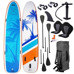 BRAST Paddle Gonflable Paddle Gonflable Adulte 200kg + Enfants Family Rigide 210kg 12'2'' 20psi Woven Drop Stitch kit Complet – Planche Gonflable Sup 370x76x15cm