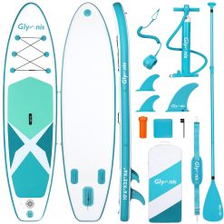 Glymnis Sup Board Stand Up Paddling Board Gonflable Stand Up Paddle Board Set 10'6 "320x80x15cm 6 Pouces d'épaisseur avec Pompe à air à pagaie en Aluminium et Accessoires complets