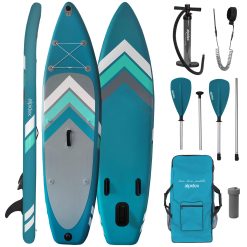 ALPIDEX Stand Up Paddle Board 305x76x15 cm Sup Planche Gonflable iSup Sac à Dos Pagaie Pompe à Double Action Laisse Max. 150 kg, Couleur:Petrol