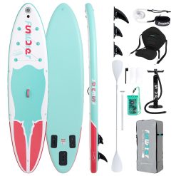 FunWater Tavola da Surf gonfiabile,Sup Complete Inflatable Paddleboard Accessories Adjustable Paddling,Pump,Travel Backpack,Lead,Waterproof Bag