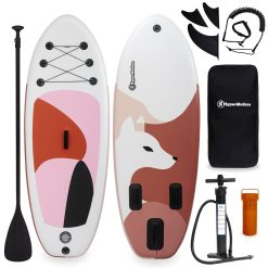HyperMotion Planche Sup Gonflable Enfants, Kit Paddle Stand-Up 215x76x15cm - Pagaie Réglable, Pompe, Lanière, Sac à Dos ImperméAble - Charge 130kg (6 Items)